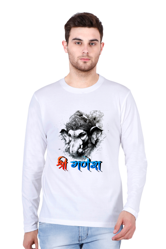 Ganesha Wisdom Round Neck Full Sleeve T-Shirts for Men Vastrdhamm