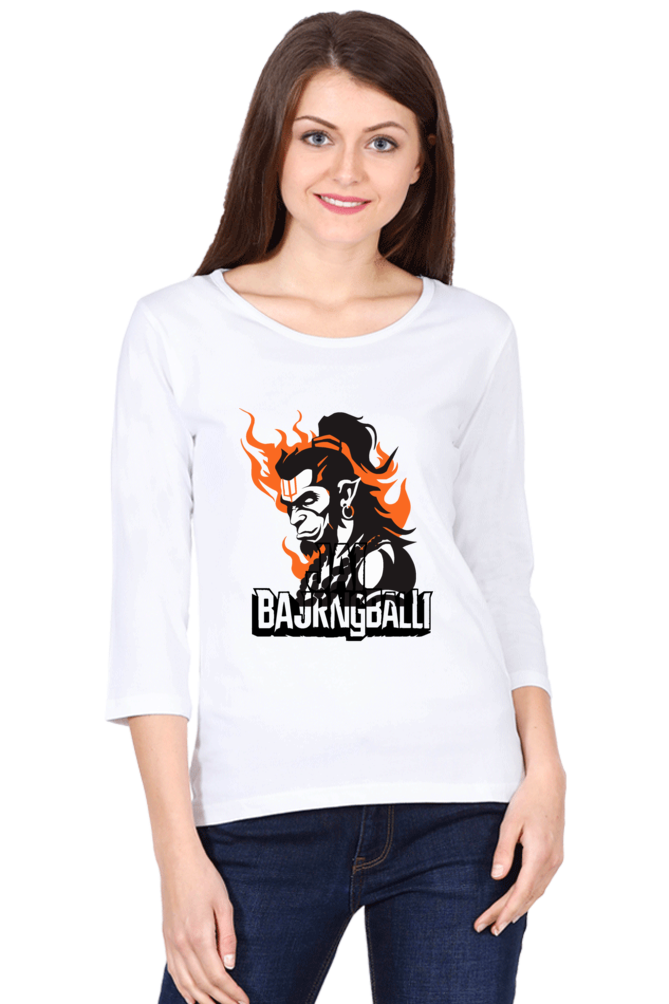 Hanuman Flying HighRound Neck Full Sleeve T-Shirts for Women Vastrdhamm