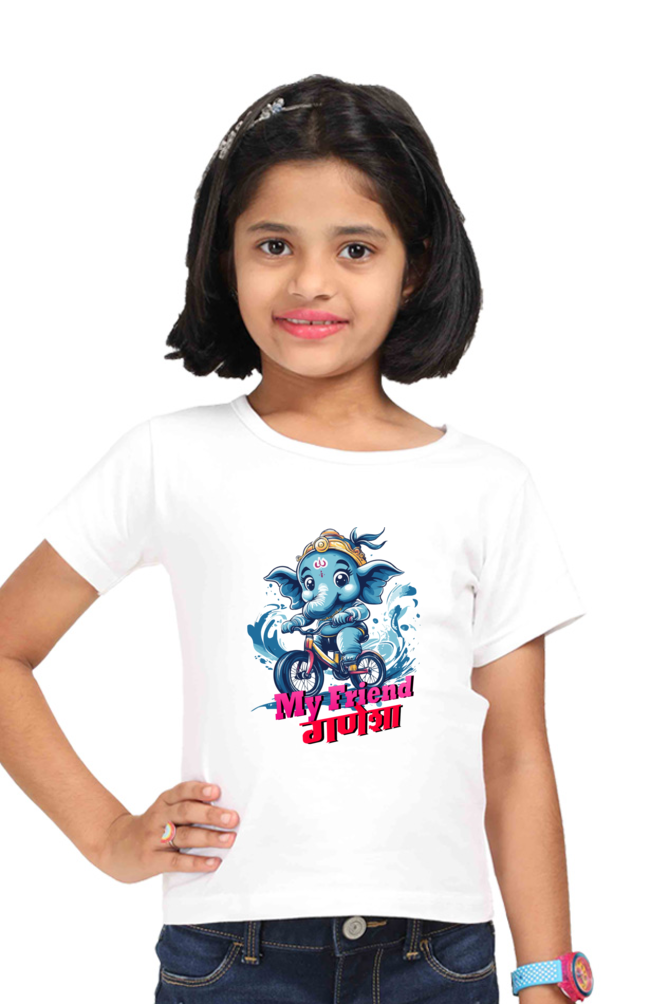 Jai Ganesha Blessings Round Neck Half Sleeve Classic T-Shirts for Girl Vastrdhamm