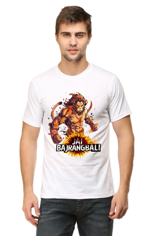 Jai Bajrang Bali Unleashing Divine Power T-Shirt | Regular Fit Vastrdhamm