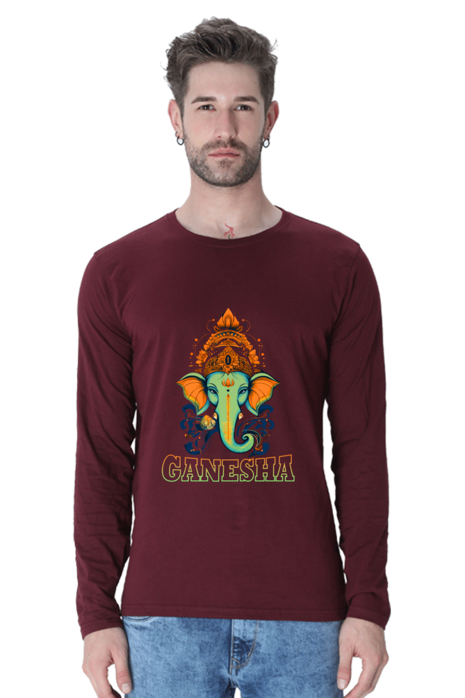 Jai Ganesha Glory Round Neck Full Sleeve T-Shirts for Men Vastrdhamm