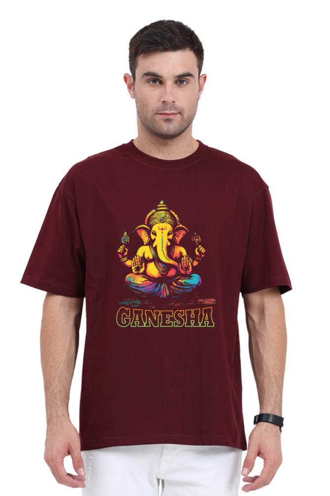 Jai Ganesha Power Oversized Classic T-Shirts for Men Vastrdhamm