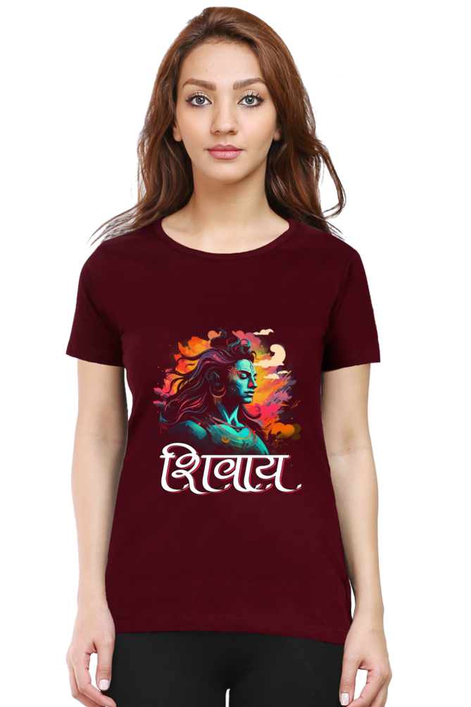 Shiv Ji Trishul Power Round Neck Half Sleeve Classic T-Shirts for Women Vastrdhamm