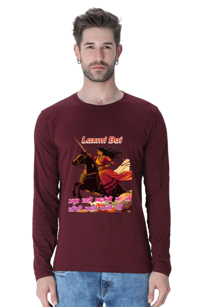 Lakshmi Bai Regal Strength Round Neck Full Sleeve T-Shirts for Men Vastrdhamm