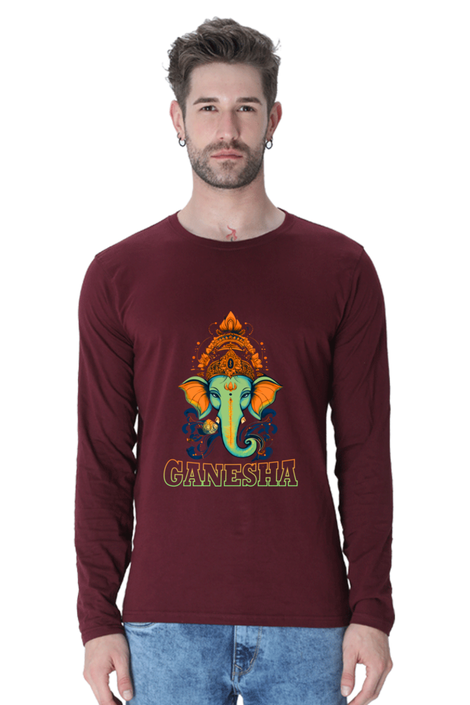 Jai Ganesha Glory Round Neck Full Sleeve T-Shirts for Men Vastrdhamm