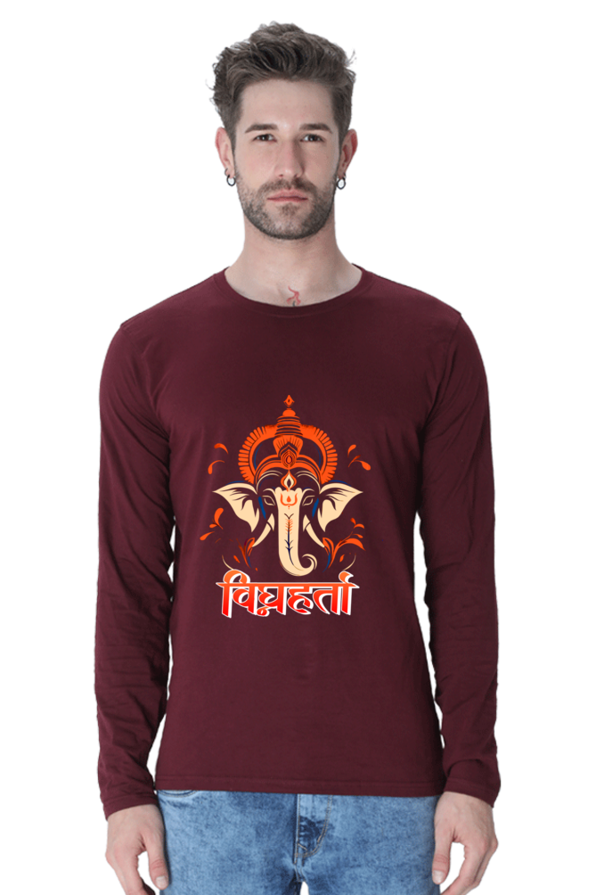 Jai Ganesha Spirit Round Neck Full Sleeve T-Shirts for Men Vastrdhamm