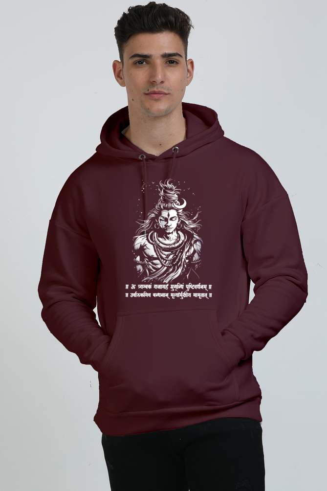 Shiv Ji Warrior Spirit Oversized Hooded Sweatshirt T-Shirts  for Men Vastrdhamm