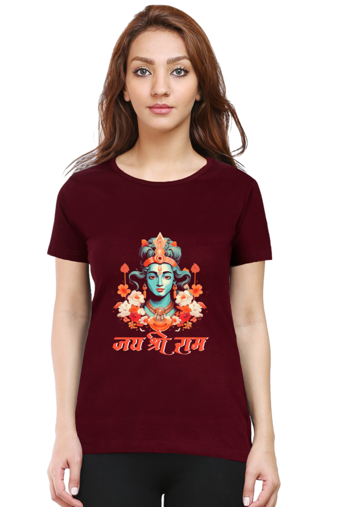 Ram Ji Vanvasi Round Neck Half Sleeve Classic T-Shirts for Women Vastrdhamm