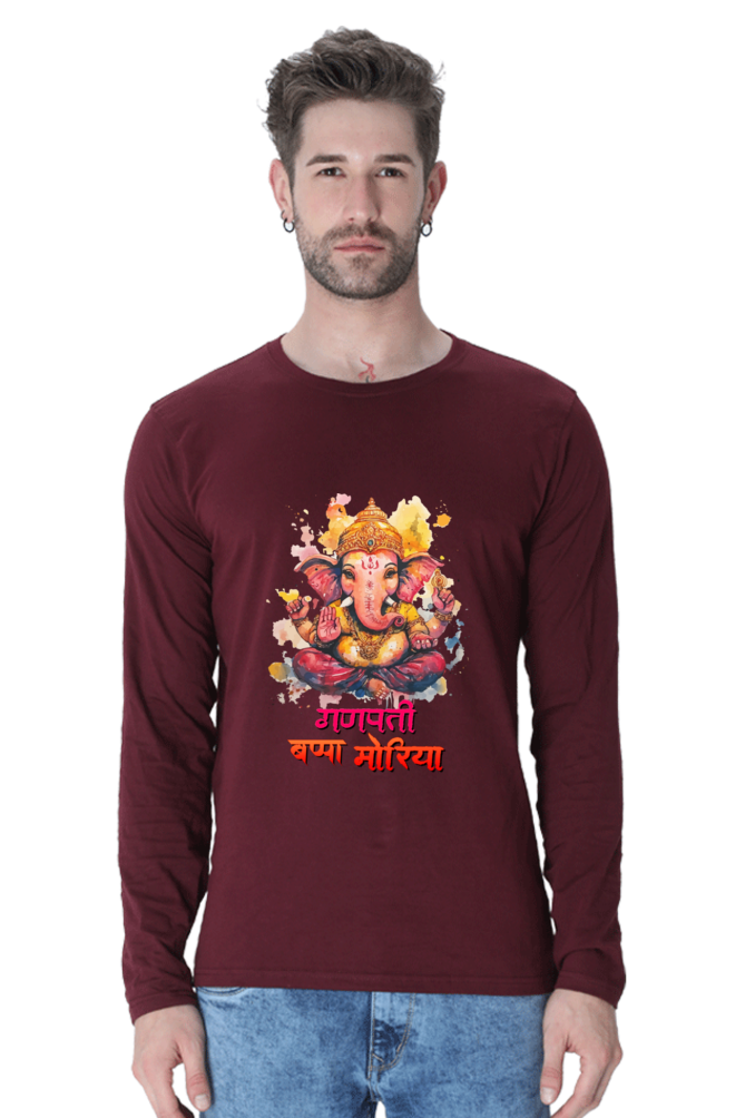 Ganesha Wisdom Round Neck Full Sleeve T-Shirts for Men Vastrdhamm