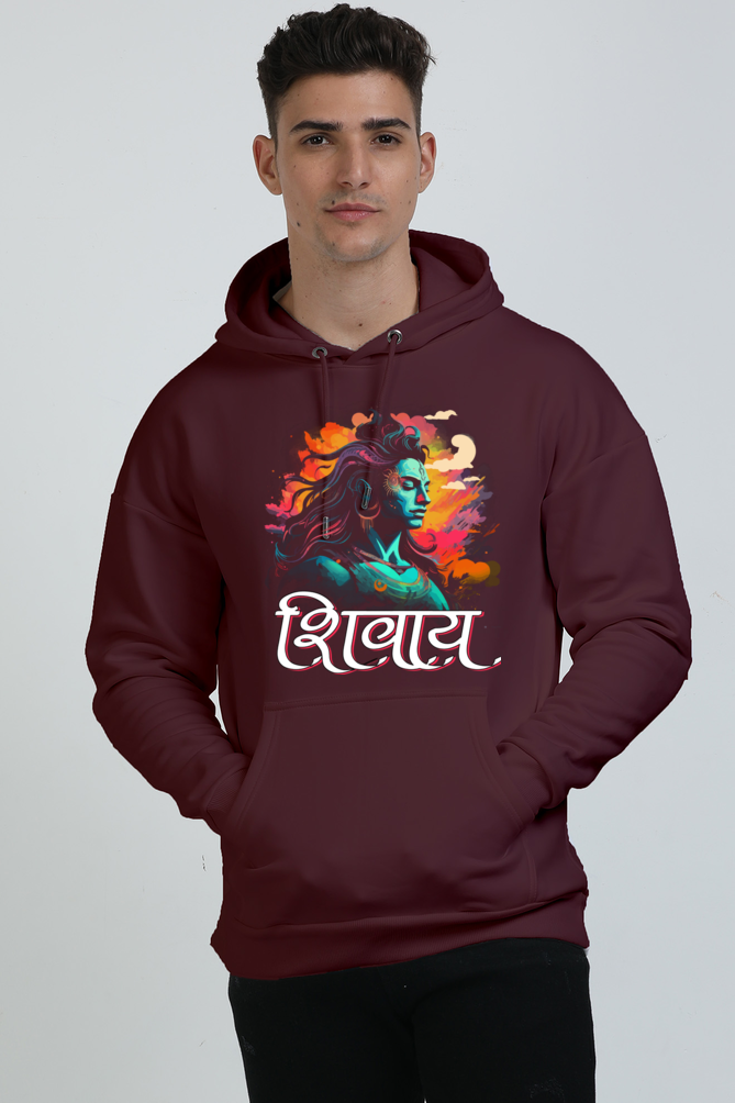 Shiv Ji Trishul Power Oversized Hooded Sweatshirt T-Shirts  for Men Vastrdhamm