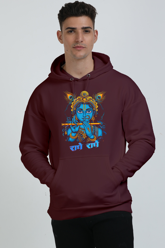 Shree Krishan Govardhan Protector Oversized Hooded Sweatshirt T-Shirts  for Men Vastrdhamm