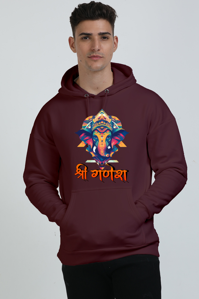 Jai Ganesha Protector Oversized Hooded Sweatshirt T-Shirts for Men Vastrdhamm