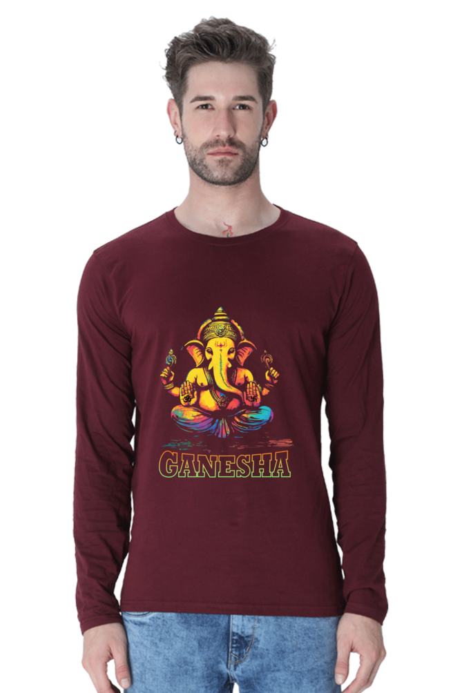 Jai Ganesha Power Round Neck Full Sleeve T-Shirts for Men Vastrdhamm