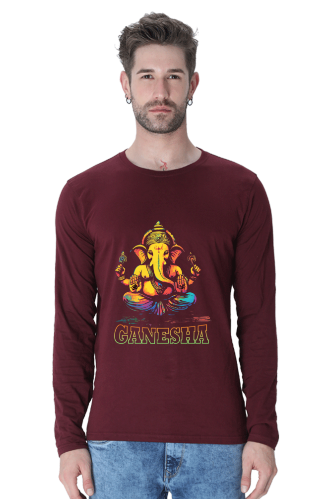 Jai Ganesha Power Round Neck Full Sleeve T-Shirts for Men Vastrdhamm