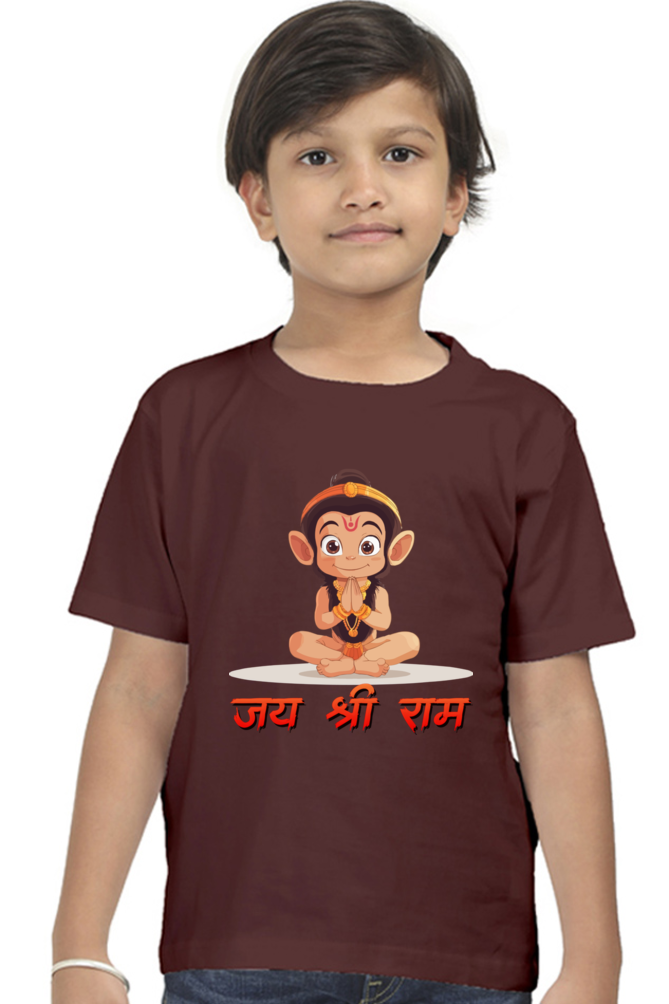 Hanuman Bhakti Round Neck Half Sleeve Classic T-Shirts for Boy Vastrdhamm