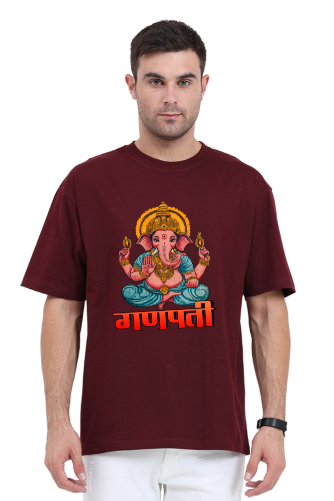 Jai Ganesha Victory Oversized Classic T-Shirts for Men Vastrdhamm