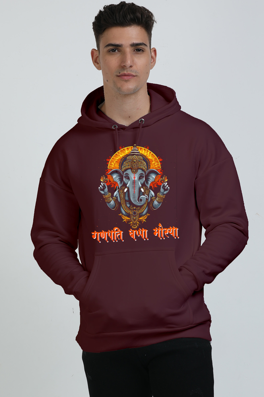 Jai Ganesha Blessings Oversized Hooded Sweatshirt T-Shirts for Men Vastrdhamm