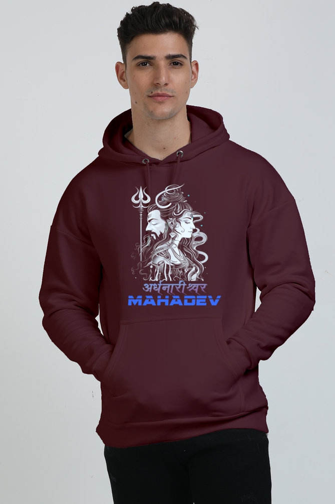 Shiv Ji Blessings Oversized Hooded Sweatshirt T-Shirts  for Men Vastrdhamm