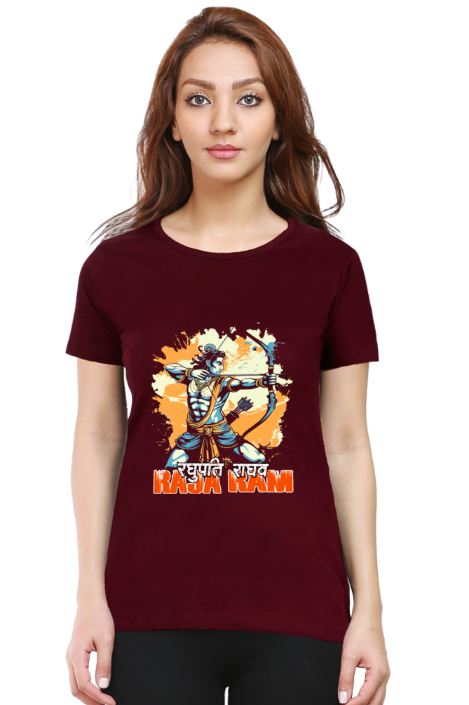 Ram Ji Warrior Spirit Round Neck Half Sleeve Classic T-Shirts for Women Vastrdhamm