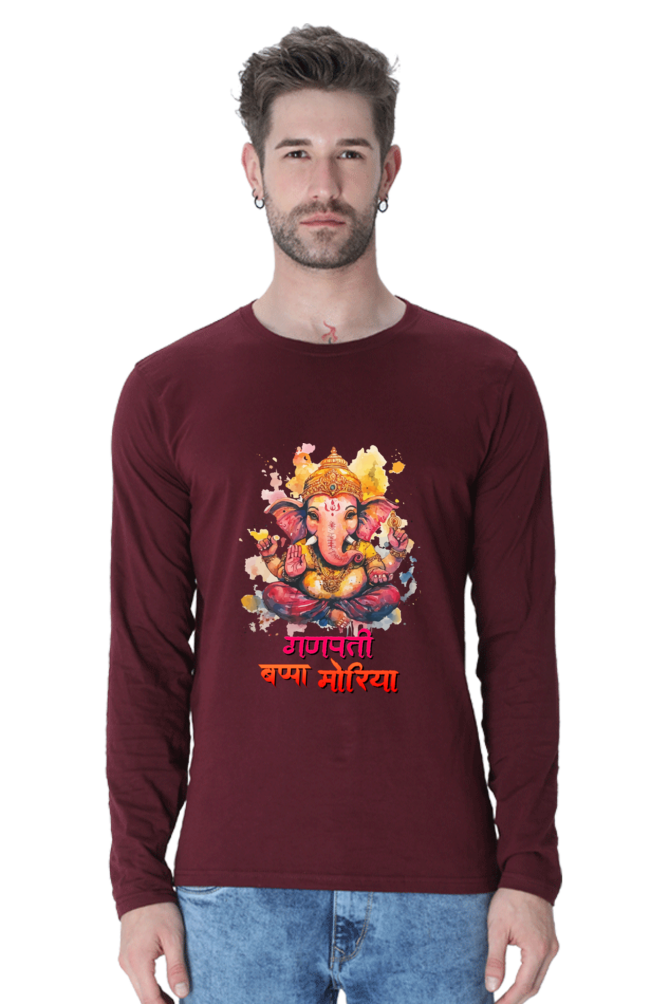 Ganesha Wisdom Round Neck Full Sleeve T-Shirts for Men Vastrdhamm