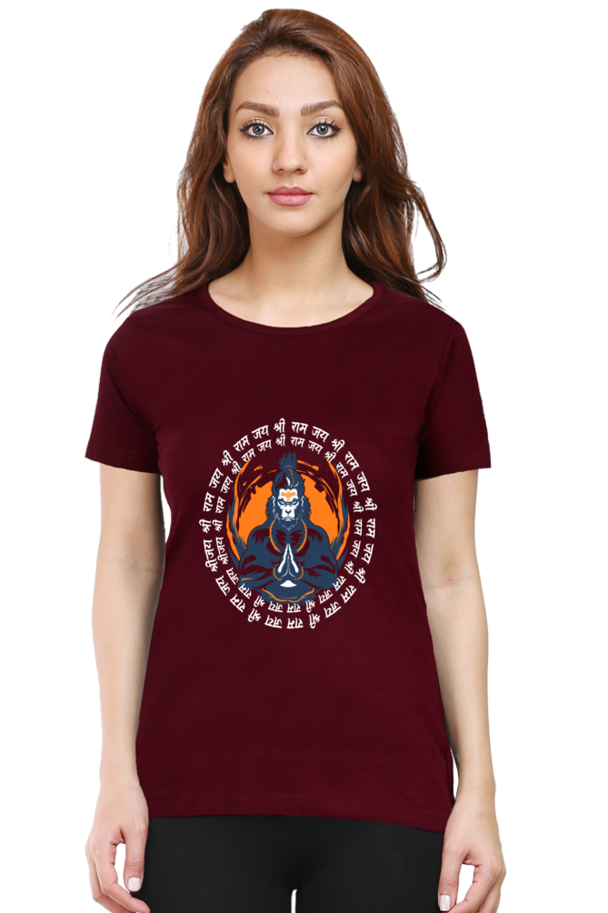 Hanuman Courage Round Neck Half Sleeve Classic T-Shirts for Women Vastrdhamm