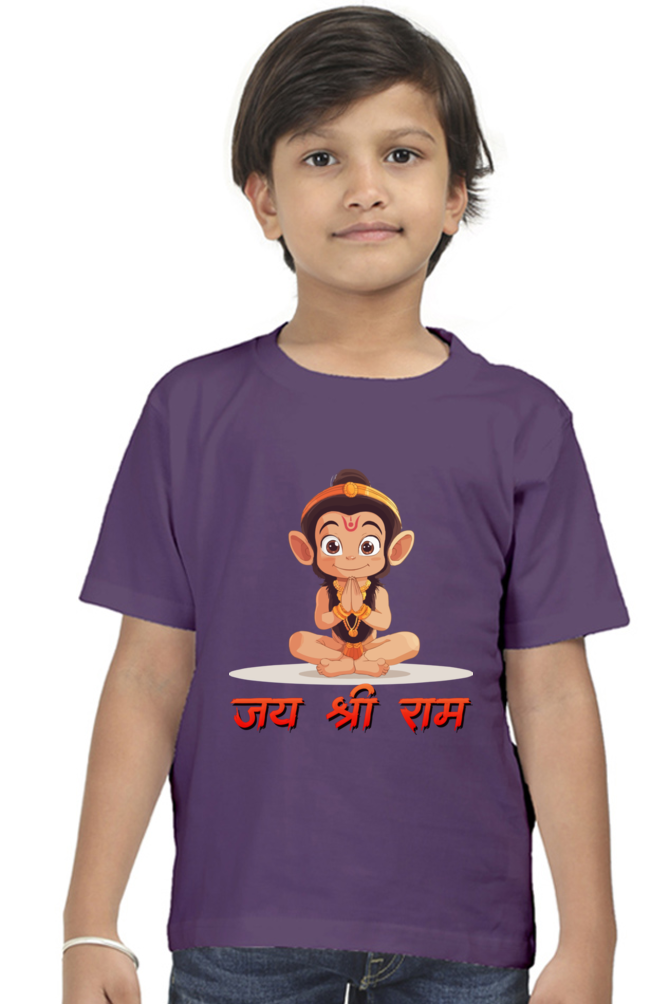 Hanuman Bhakti Round Neck Half Sleeve Classic T-Shirts for Boy Vastrdhamm