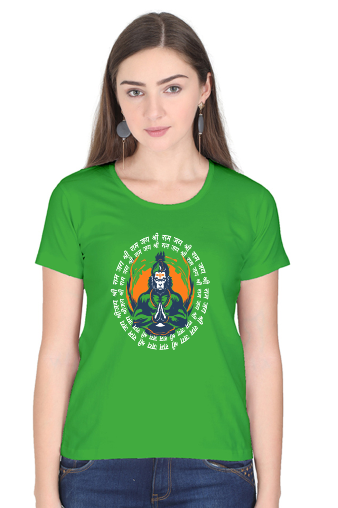 Hanuman Courage Round Neck Half Sleeve Classic T-Shirts for Women Vastrdhamm