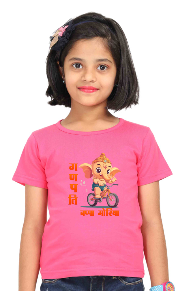 Ganesha Devotion Round Neck Half Sleeve Classic T-Shirts for Girl Vastrdhamm