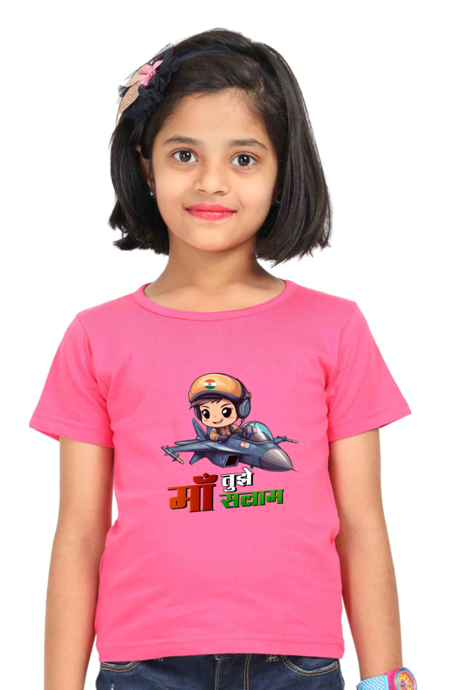 Republic Day Pride Round Neck Half Sleeve Classic T-Shirts for Girls Vastrdhamm