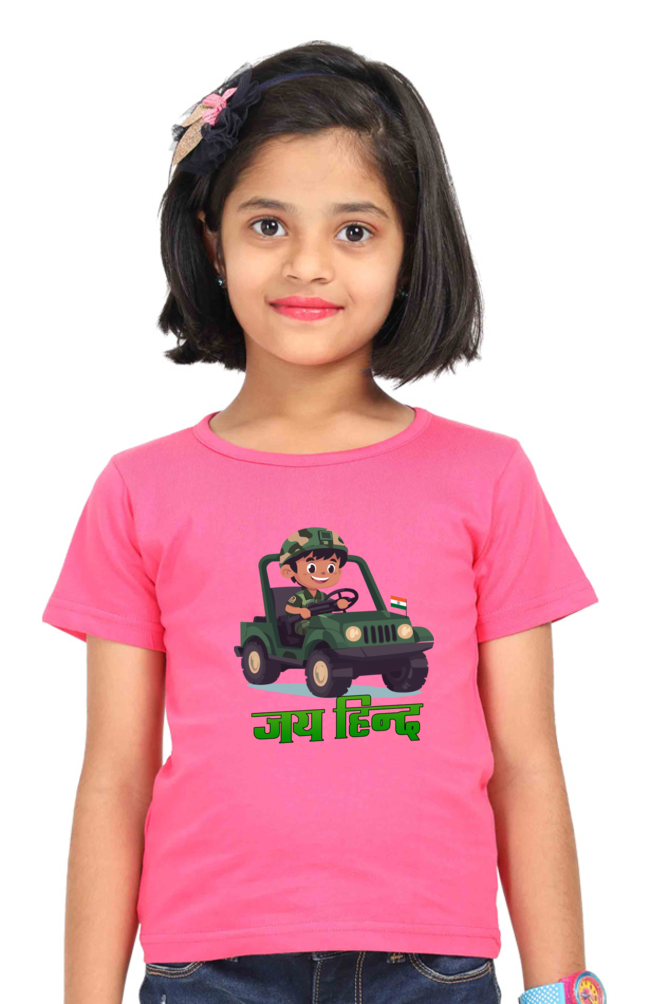 Jai Hind Round Neck Half Sleeve Classic T-Shirts for Girls Vastrdhamm