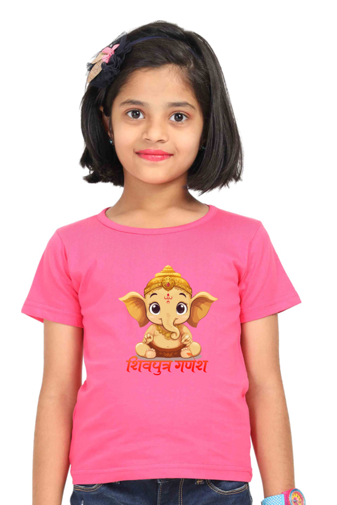 Jai Ganesha Glory Round Neck Half Sleeve Classic T-Shirts for Girl Vastrdhamm