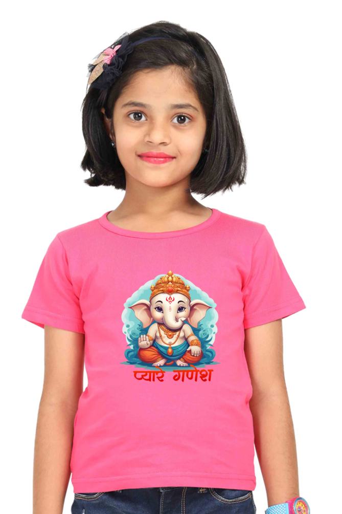 Ganesha Protector Round Neck Half Sleeve Classic T-Shirts for Girl Vastrdhamm