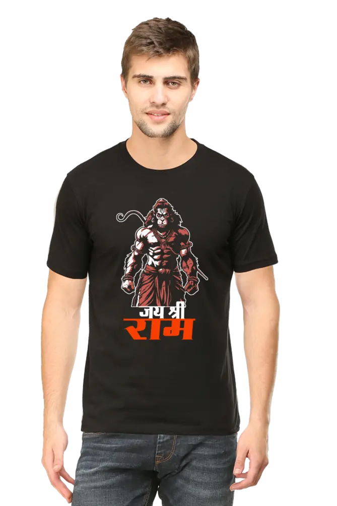 Jai Shri Ram Hanuman's Eternal Devotion T-Shirt | Regular Fit Vastrdhamm