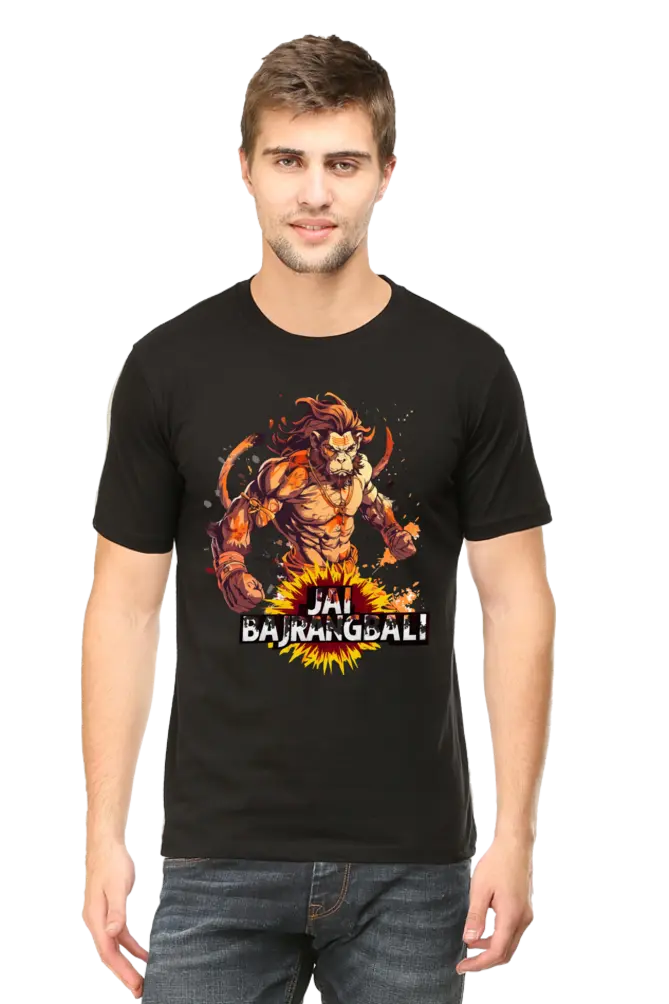 Jai Bajrang Bali Unleashing Divine Power T-Shirt | Regular Fit Vastrdhamm