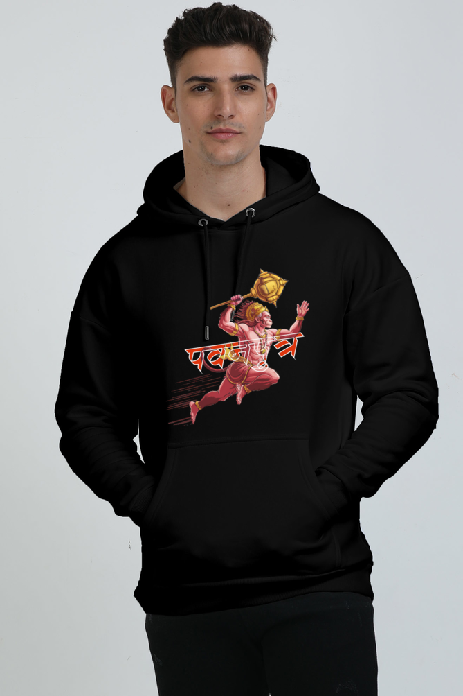 Hanuman Flying High Oversized Hooded Sweatshirt T-Shirts for Men Vastrdhamm