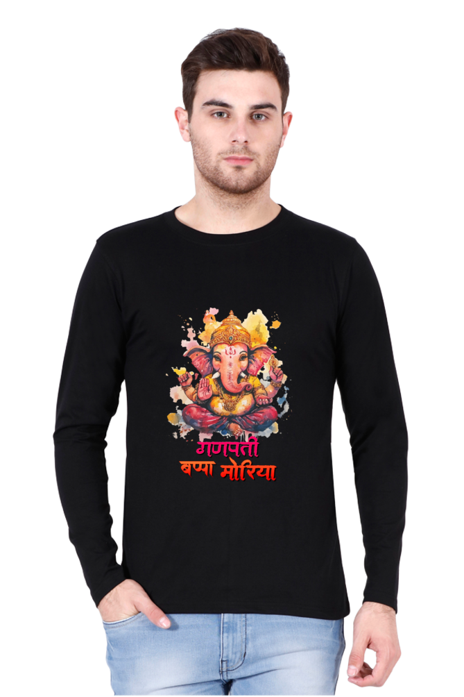 Ganesha Wisdom Round Neck Full Sleeve T-Shirts for Men Vastrdhamm