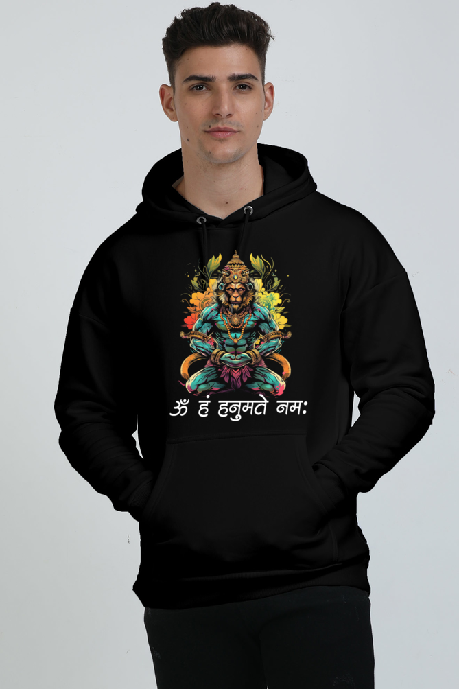 Hanuman Divine Strength Oversized Hooded Sweatshirt T-Shirts for Men Vastrdhamm