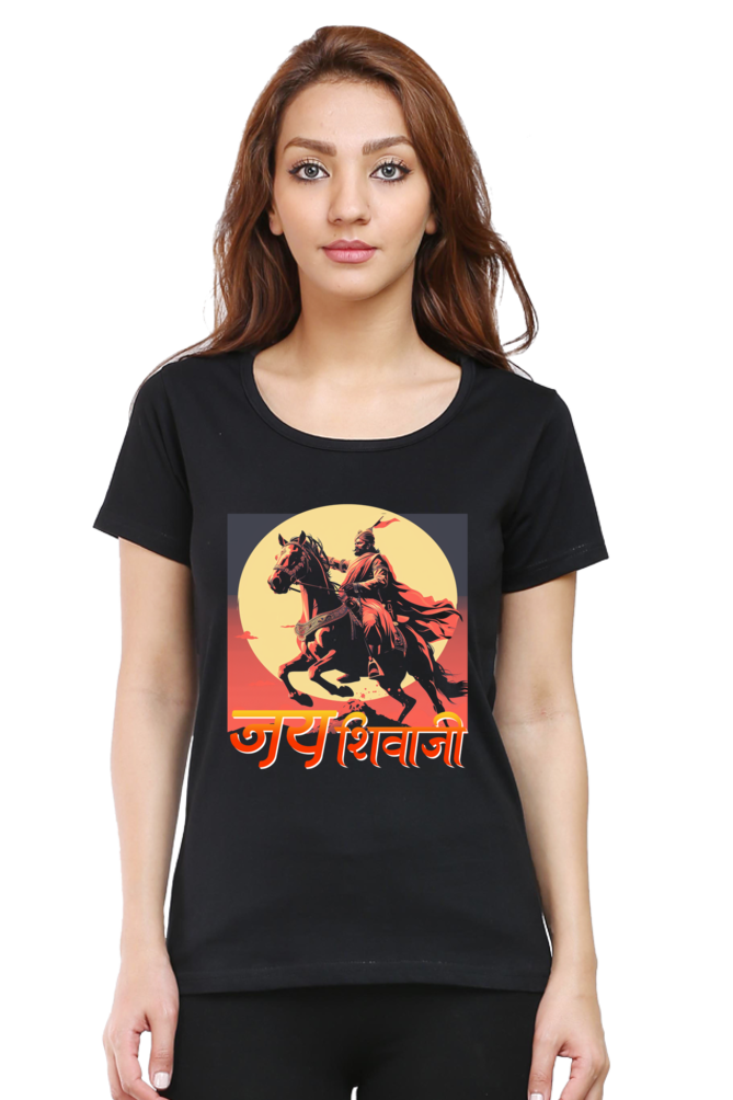 Shivaji Maharaj Valor Round Neck Half Sleeve Classic T-Shirts for Women Vastrdhamm