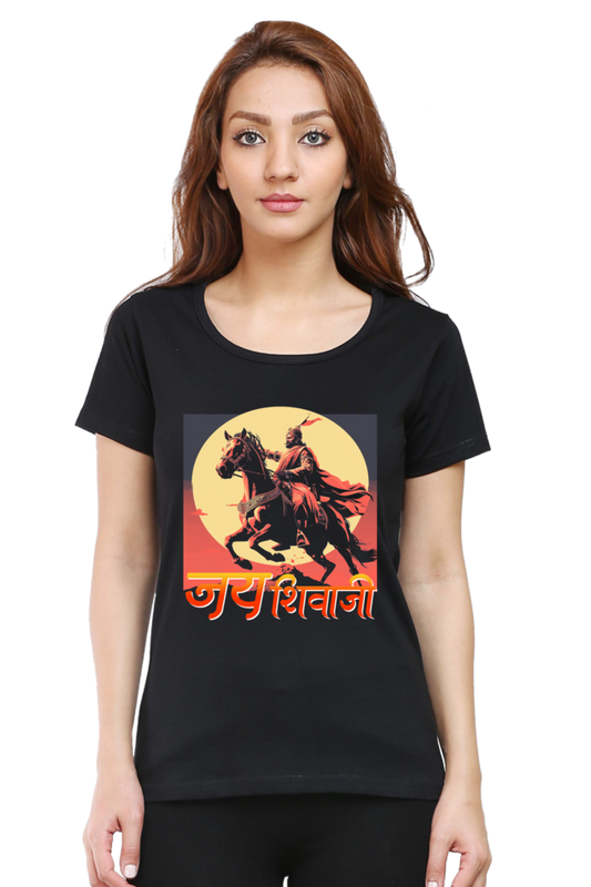 Shivaji Maharaj Valor Round Neck Half Sleeve Classic T-Shirts for Women Vastrdhamm