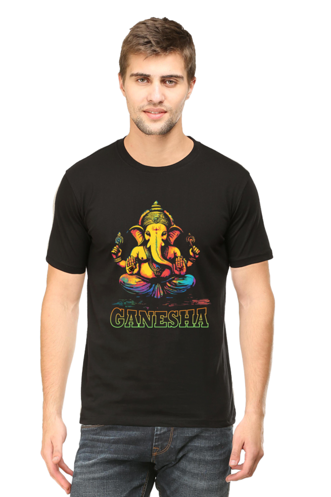 Jai Ganesha Power Round Neck Half Sleeve Classic T-Shirts for Men Vastrdhamm