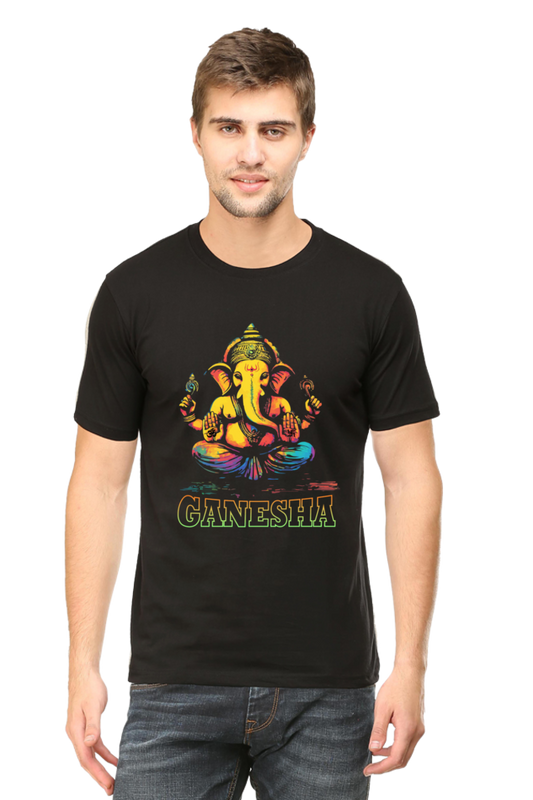 Jai Ganesha Power Round Neck Half Sleeve Classic T-Shirts for Men Vastrdhamm