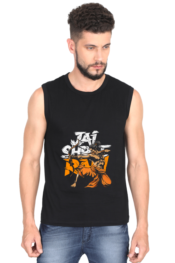 Ram Ji Dharma Protector Round Neck Sleeveless T-Shirts  for Men Vastrdhamm