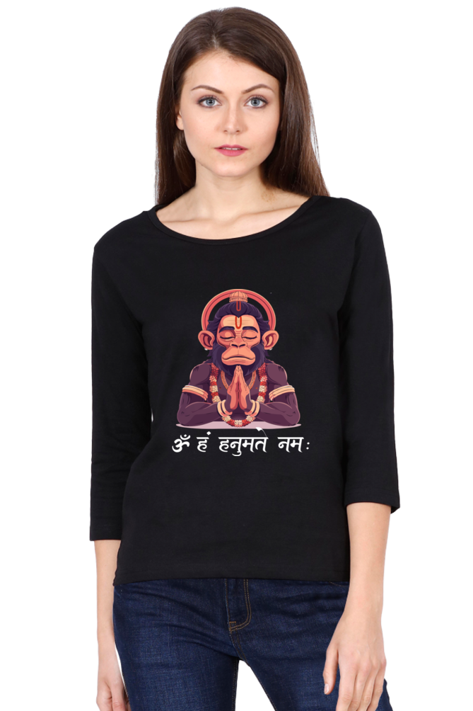 Hanuman Bhakti YogaRound Neck Full Sleeve T-Shirts for Women Vastrdhamm