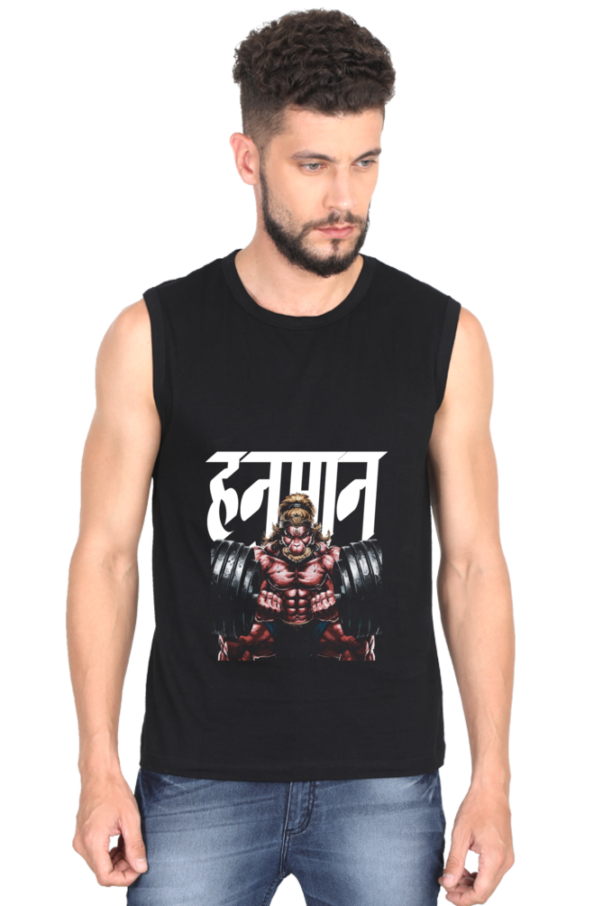 Hanuman Divine Protector Round Neck Sleeveless T-Shirts for Men Vastrdhamm