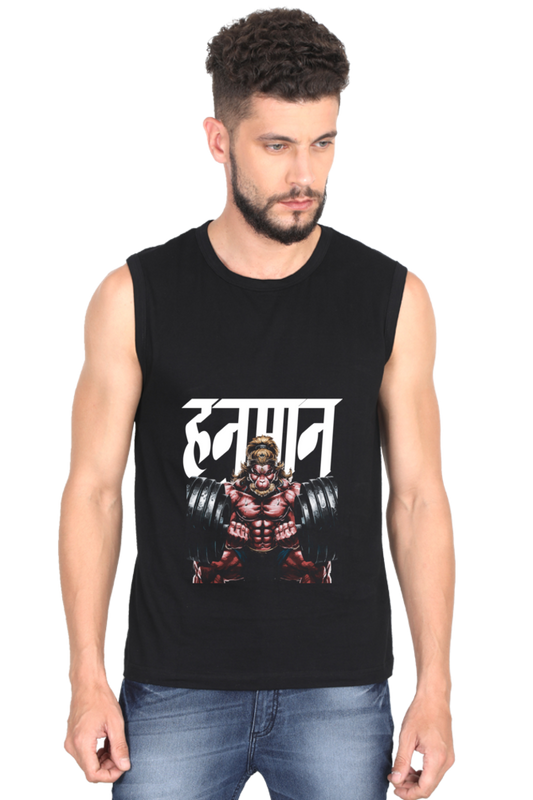 Hanuman Divine Protector Round Neck Sleeveless T-Shirts for Men Vastrdhamm