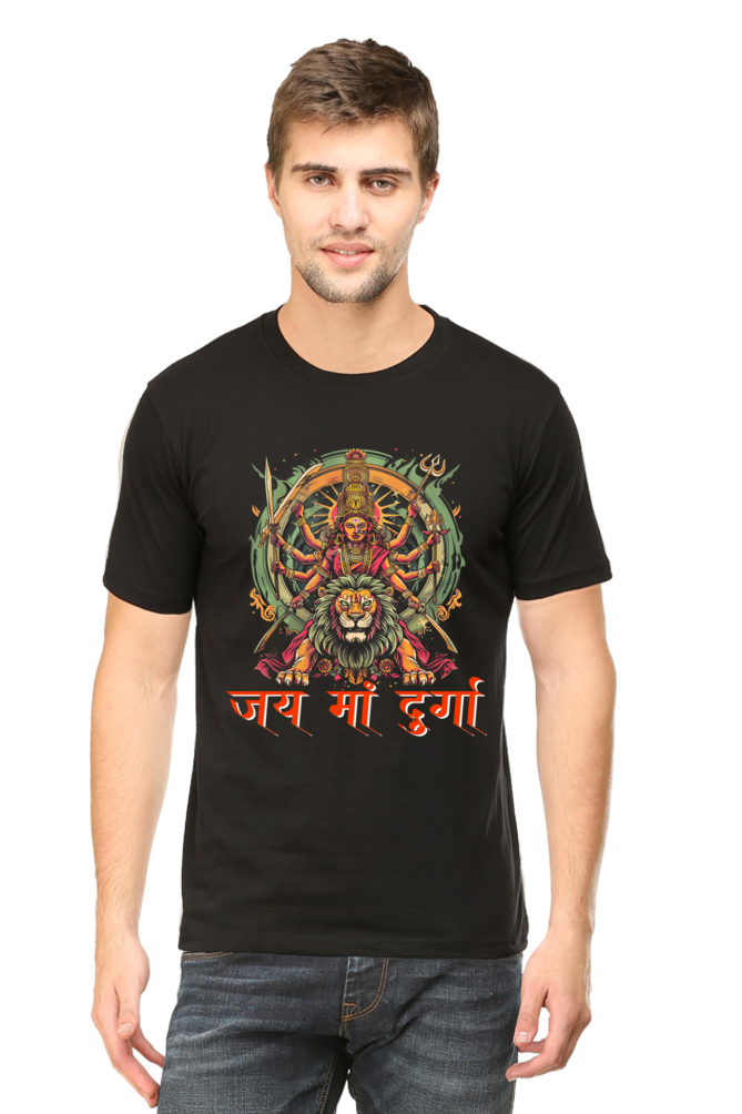 Maa Durga Victory Round Neck Half Sleeve Classic T-Shirts for Men Vastrdhamm