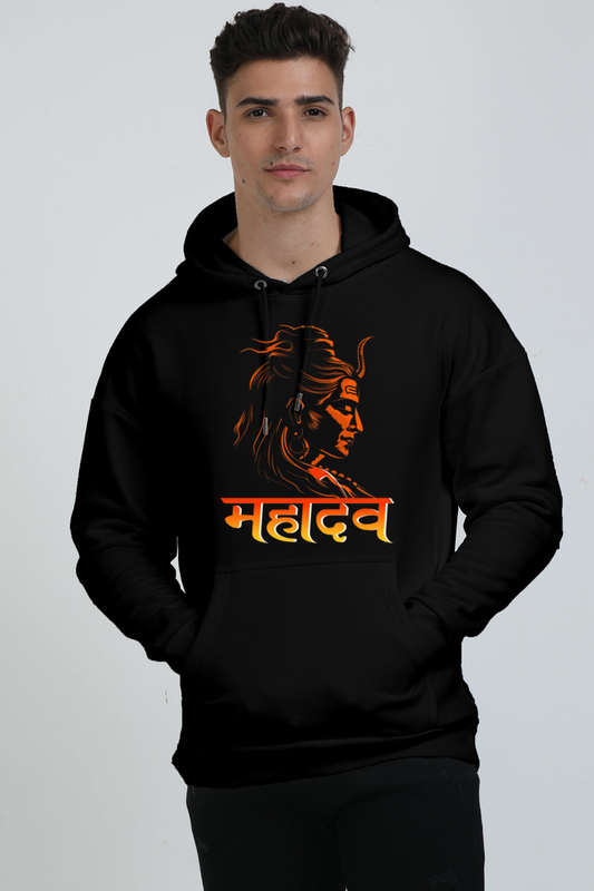 Shiv Ji Mahadev Oversized Hooded Sweatshirt T-Shirts  for Men Vastrdhamm