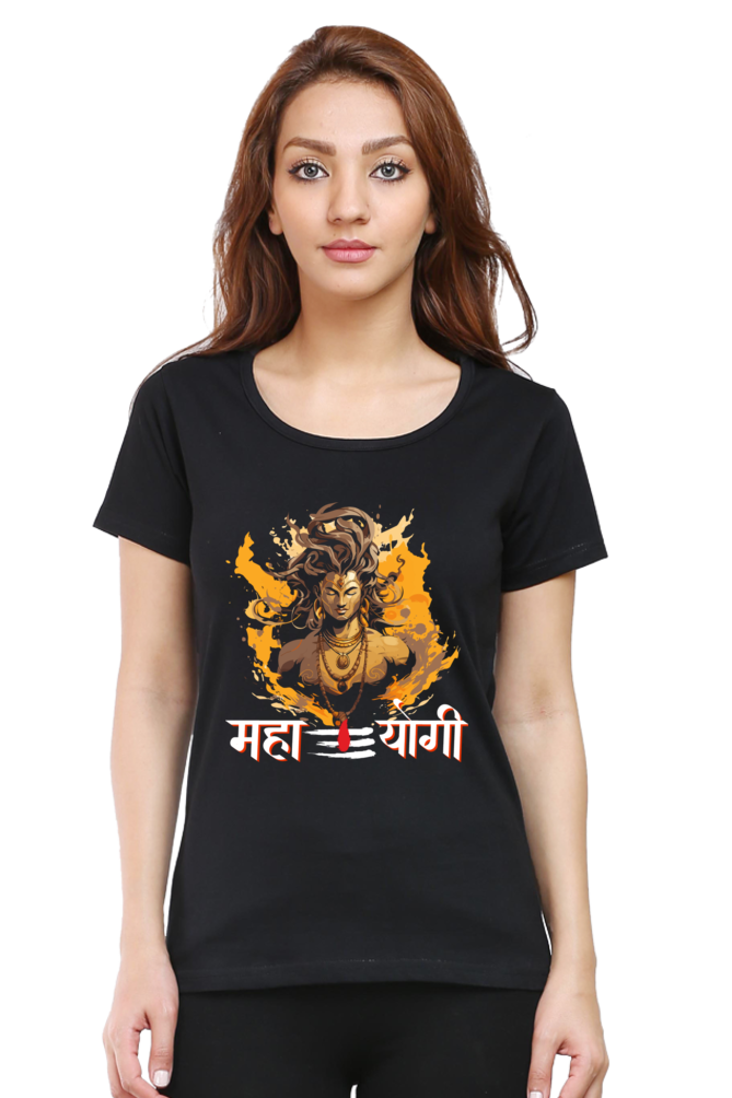 Shiv Ji Divine Power Round Neck Half Sleeve Classic T-Shirts for Women Vastrdhamm