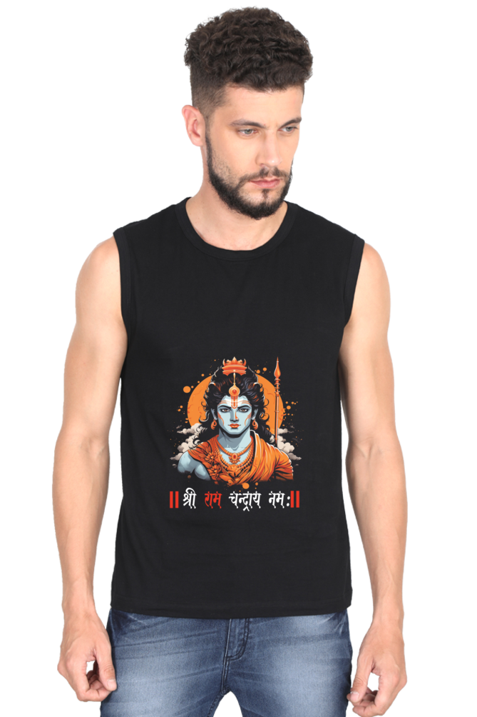 Ram Ji Divine Warrior Round Neck Sleeveless T-Shirts  for Men Vastrdhamm