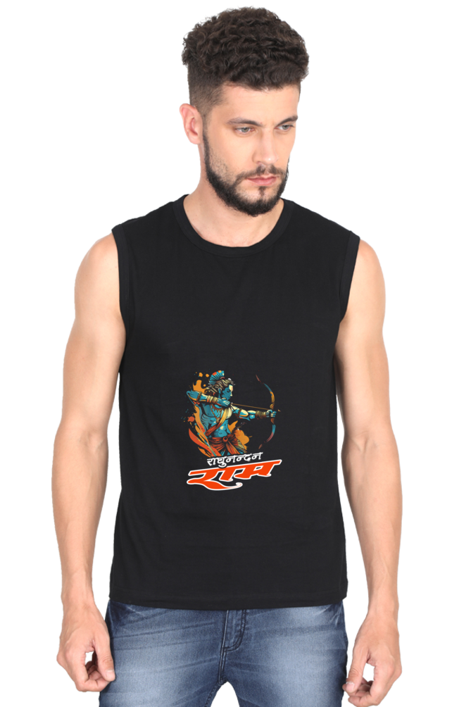 Ram Ji Cosmic Bow Round Neck Sleeveless T-Shirts  for Men Vastrdhamm